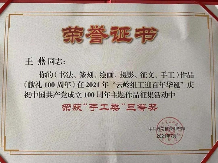 集团选送“云岭组工迎百年华诞”主题文章《献礼100周年》获奖