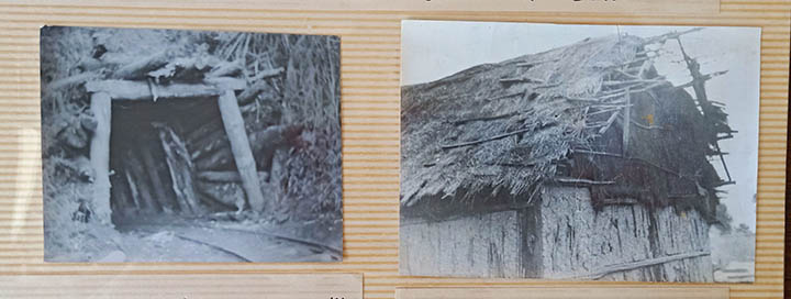 左图为残留的羊桥箐矿井，后被本地农夫建复开采。右图为残留的工棚。.jpg